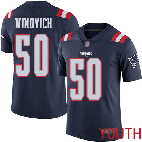 New England Patriots Football #50 Rush Vapor Limited Navy Blue Youth Chase Winovich NFL Jersey->women nfl jersey->Women Jersey